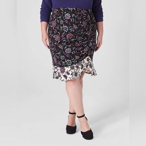 Lane Bryant Floral Wrap Ruched Flounce Skirt Women's Plus Size 26/28 4X